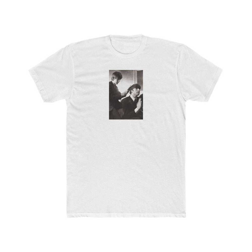 Beatles Unisex Cotton Crew Tee - George Harrison And John Lennon Shirt White
